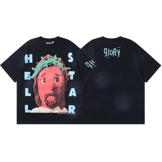 Hellstar Washed Retro Trendy Print Short-Sleeve T-Shirt